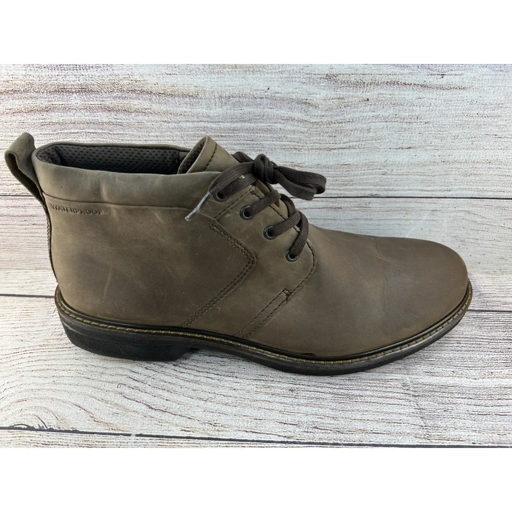 ECCO Men's Coffee Nubuck Turn II Waterproof Lace Chukka Boots Size 11-11.5 EU 45